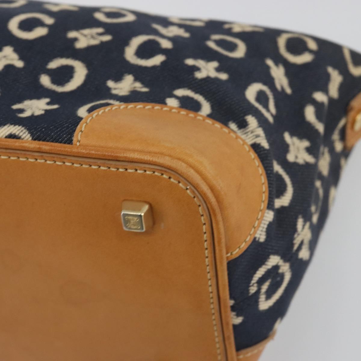 CELINE C Macadam Canvas Shoulder Bag Blue Gold Auth bs36746 - Jerrillo image 10