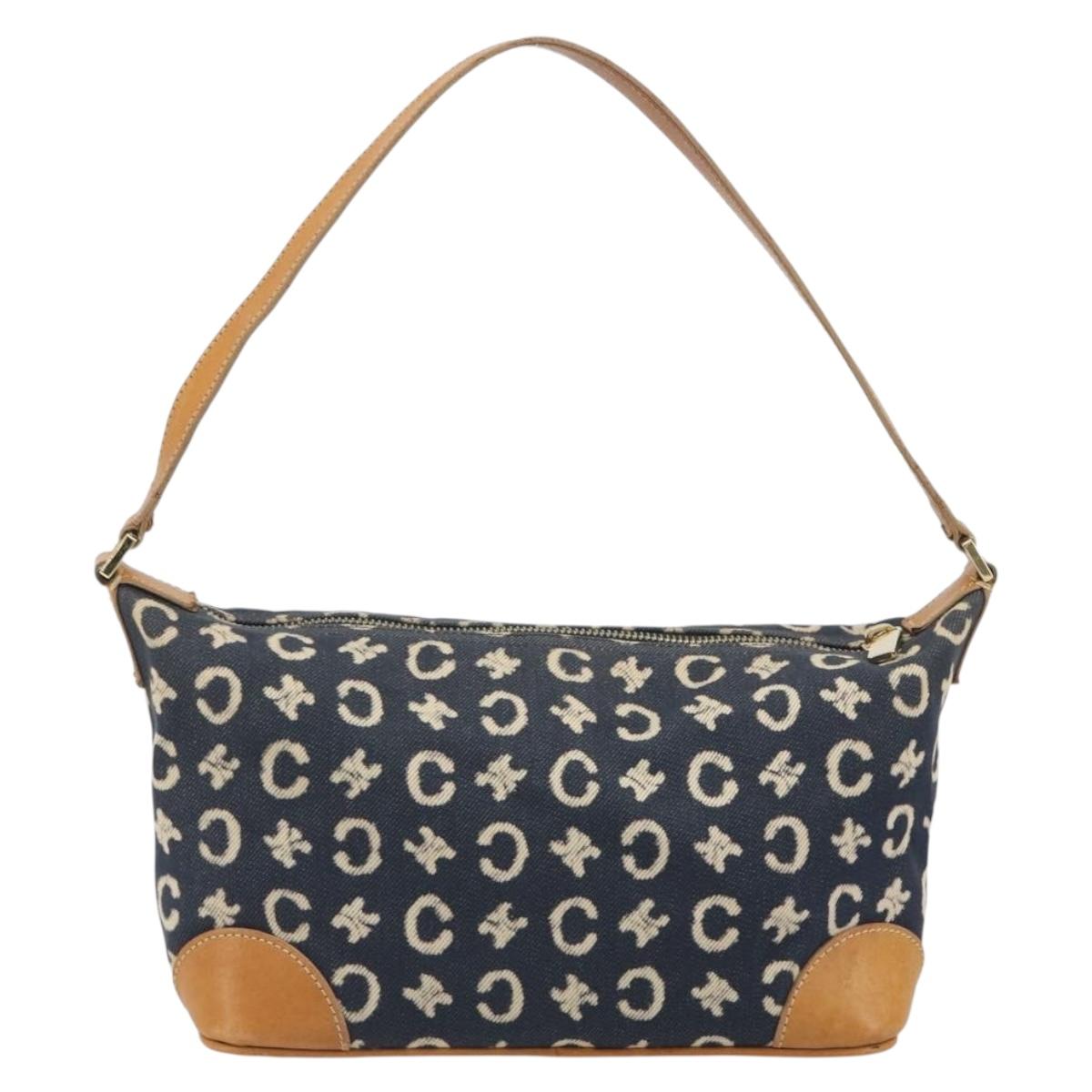 CELINE C Macadam Canvas Shoulder Bag Blue Gold Auth bs36746 - Jerrillo image 3