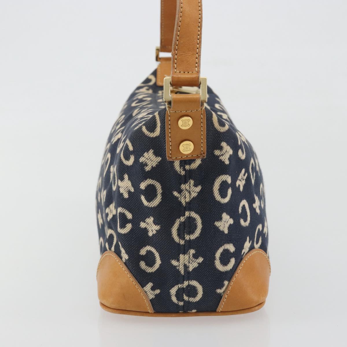 CELINE C Macadam Canvas Shoulder Bag Blue Gold Auth bs36746 - Jerrillo image 4