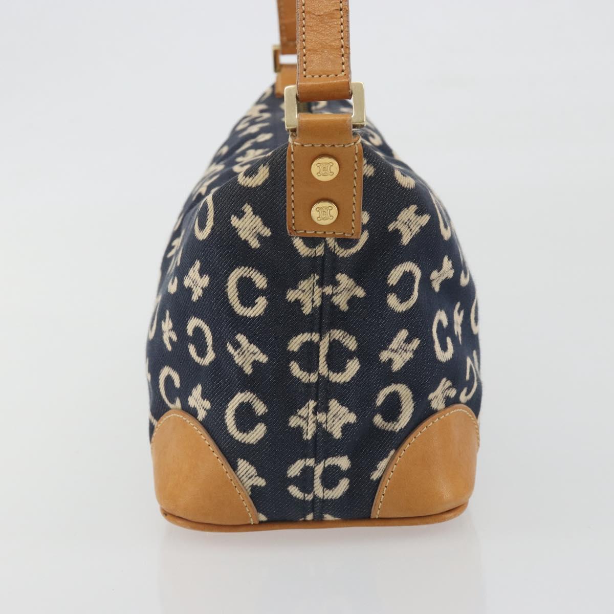 CELINE C Macadam Canvas Shoulder Bag Blue Gold Auth bs36746 - Jerrillo image 5
