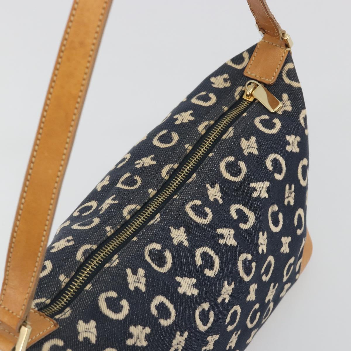 CELINE C Macadam Canvas Shoulder Bag Blue Gold Auth bs36746 - Jerrillo image 6