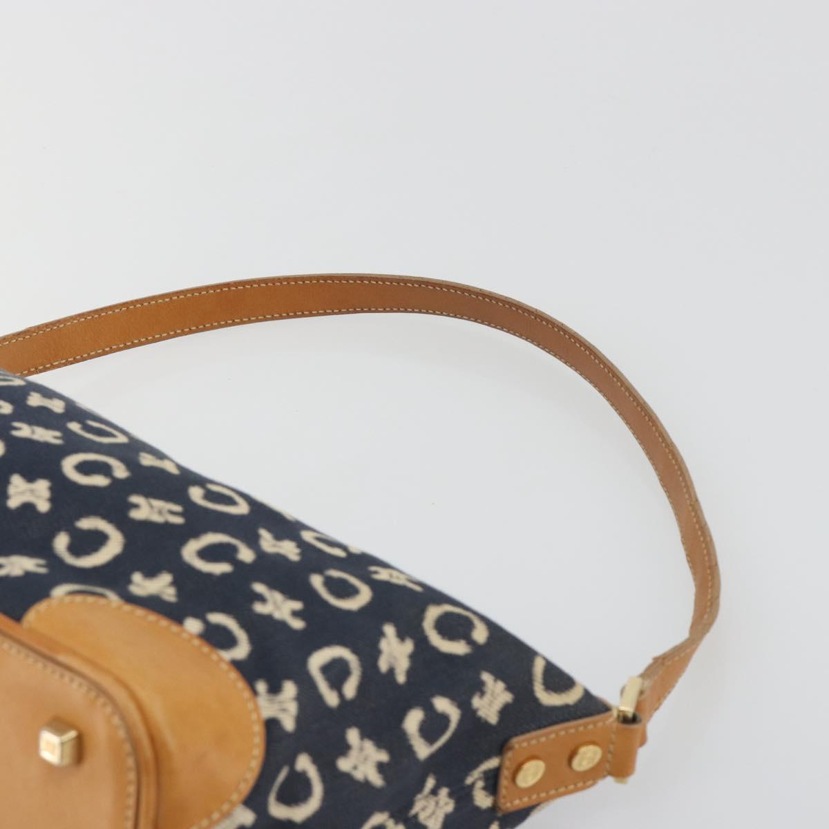 CELINE C Macadam Canvas Shoulder Bag Blue Gold Auth bs36746 - Jerrillo image 8