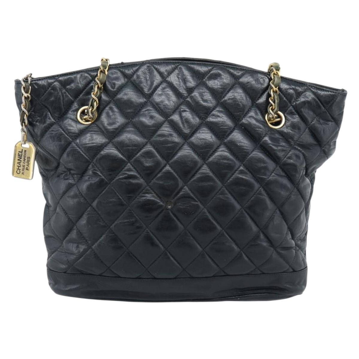 CHANEL Matelasse Chain Shoulder Bag Lamb Skin Black Gold CC Auth bs36768 - Jerrillo image 2