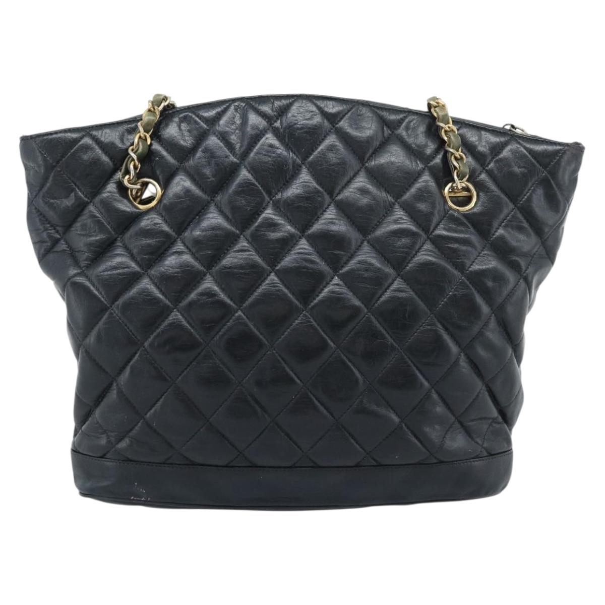 CHANEL Matelasse Chain Shoulder Bag Lamb Skin Black Gold CC Auth bs36768 - Jerrillo image 3