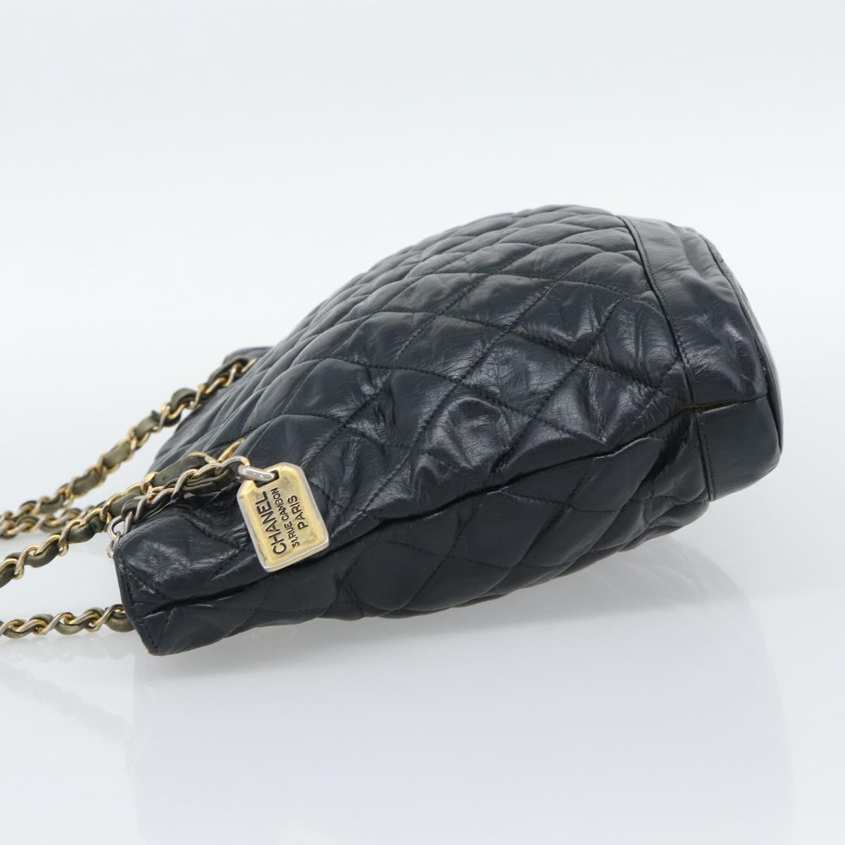 CHANEL Matelasse Chain Shoulder Bag Lamb Skin Black Gold CC Auth bs36768 - Jerrillo image 4