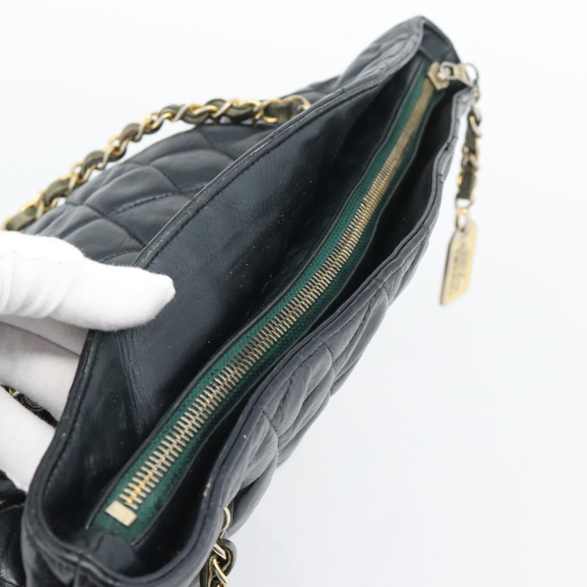 CHANEL Matelasse Chain Shoulder Bag Lamb Skin Black Gold CC Auth bs36768 - Jerrillo image 6