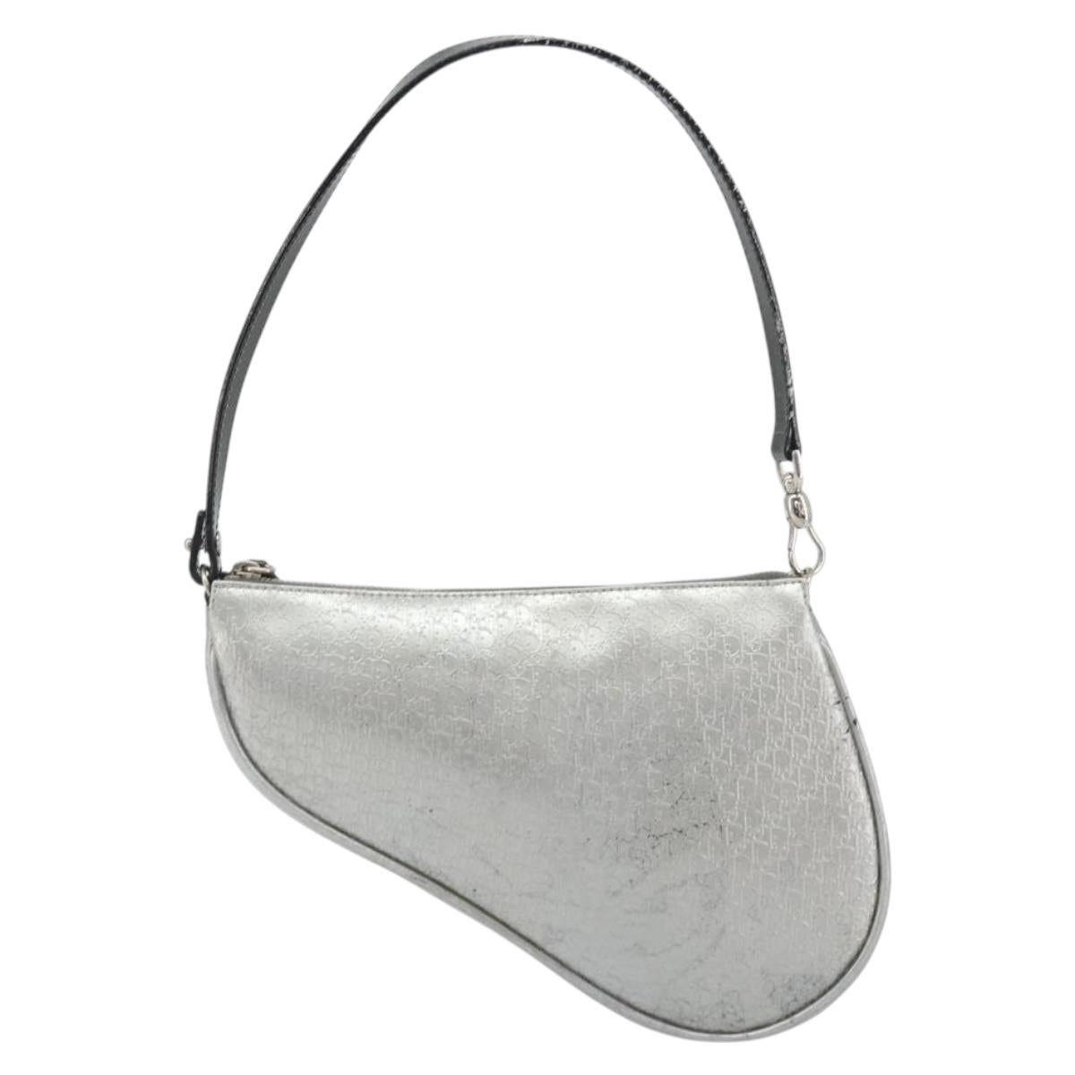 Christian Dior Trotter Canvas Saddle Accessory Pouch Leather Silver Auth bs36786 - Jerrillo image 2