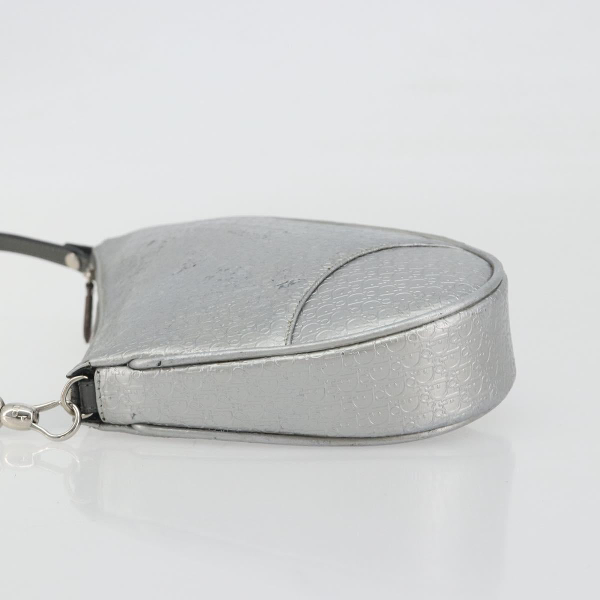 Christian Dior Trotter Canvas Saddle Accessory Pouch Leather Silver Auth bs36786 - Jerrillo image 4