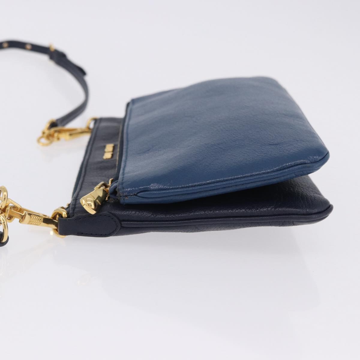 Miu Miu Chain Shoulder Bag Leather Blue Gold Auth bs36957A - Jerrillo image 5