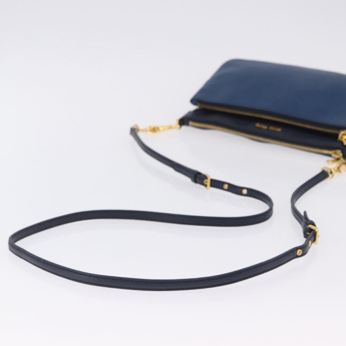 Miu Miu Chain Shoulder Bag Leather Blue Gold Auth bs36957A - Jerrillo image 7
