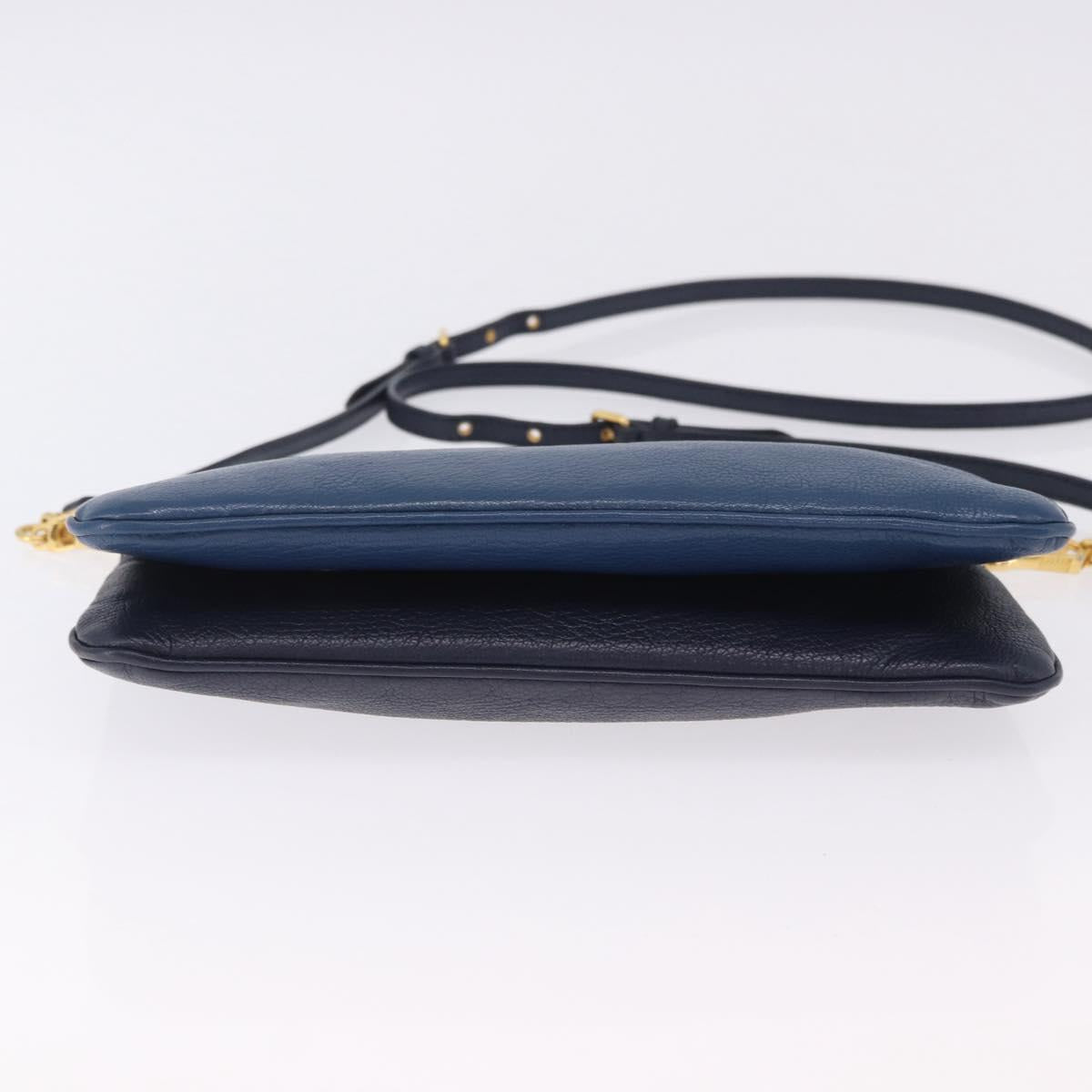 Miu Miu Chain Shoulder Bag Leather Blue Gold Auth bs36957A - Jerrillo image 9