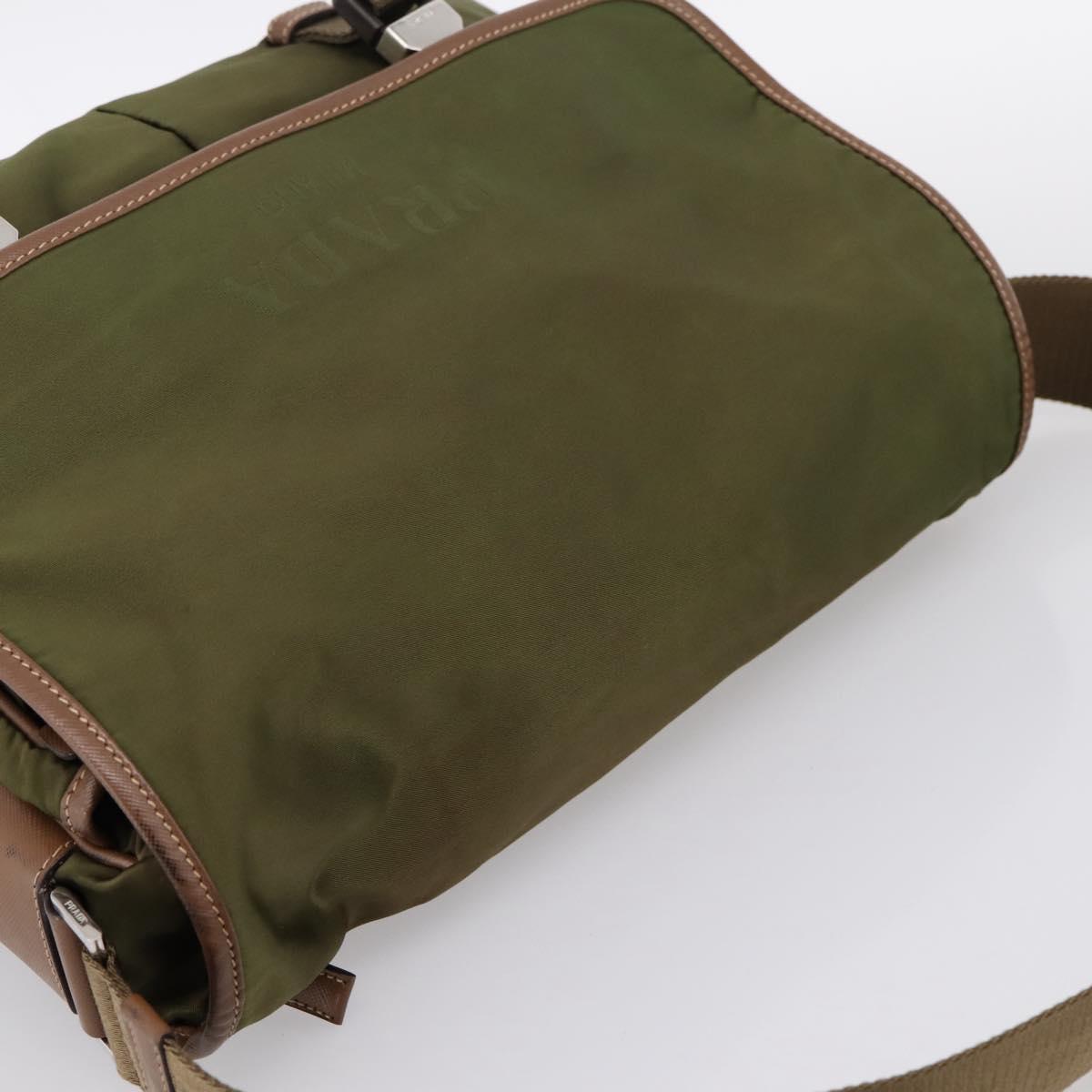PRADA Shoulder Bag Nylon Khaki Silver Auth bs36961 - Jerrillo image 6