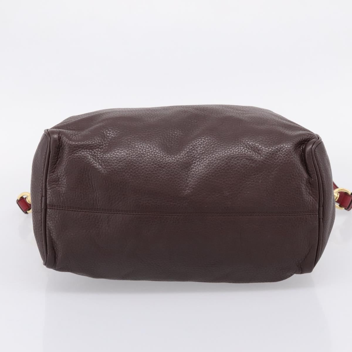 LOEWE Hand Bag Leather 2way Bordeaux Gold Tone Auth bs37128A - Jerrillo image 5