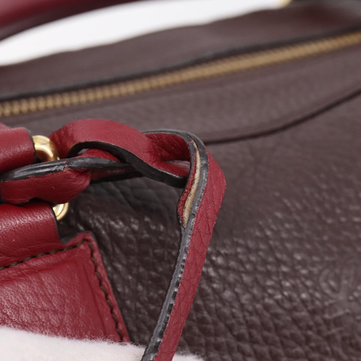 LOEWE Hand Bag Leather 2way Bordeaux Gold Tone Auth bs37128A - Jerrillo image 10