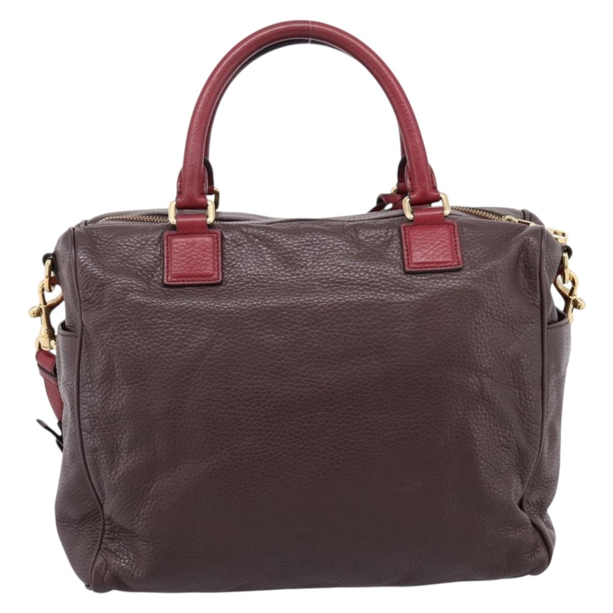 LOEWE Hand Bag Leather 2way Bordeaux Gold Tone Auth bs37128A - Jerrillo image 2