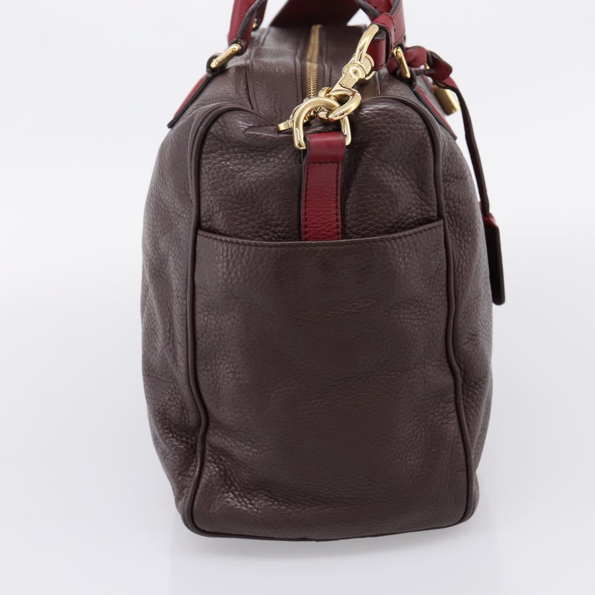 LOEWE Hand Bag Leather 2way Bordeaux Gold Tone Auth bs37128A - Jerrillo image 3