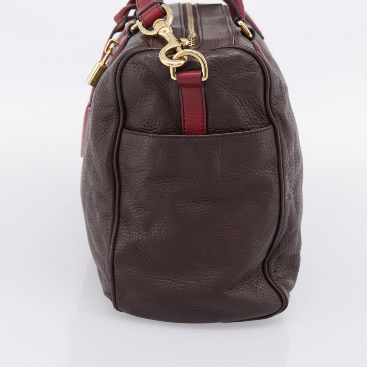 LOEWE Hand Bag Leather 2way Bordeaux Gold Tone Auth bs37128A - Jerrillo image 4