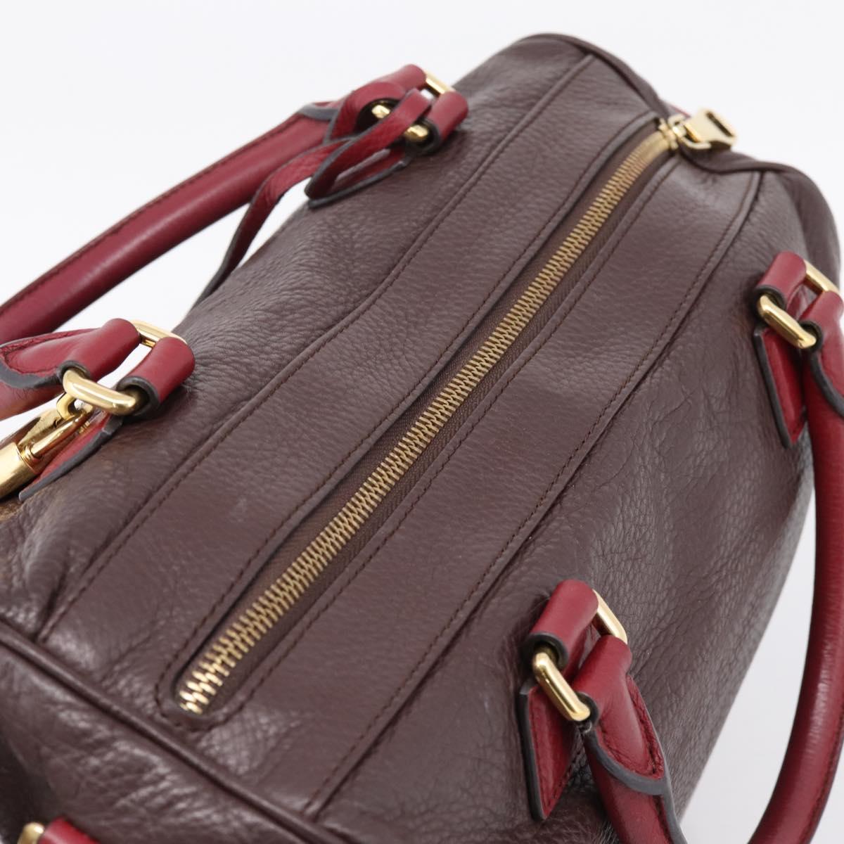LOEWE Hand Bag Leather 2way Bordeaux Gold Tone Auth bs37128A - Jerrillo image 6