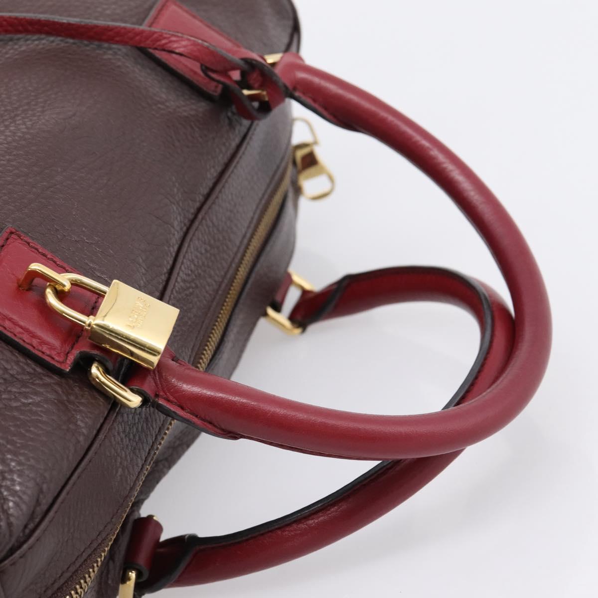 LOEWE Hand Bag Leather 2way Bordeaux Gold Tone Auth bs37128A - Jerrillo image 7
