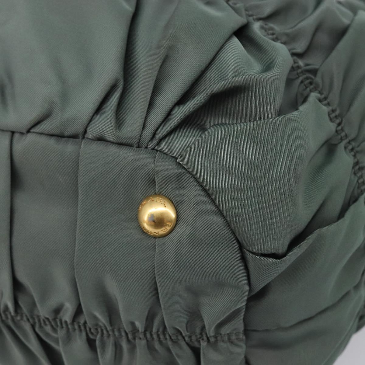 PRADA Hand Bag Nylon Green Gold Tone Auth bs37141A - Jerrillo image 10