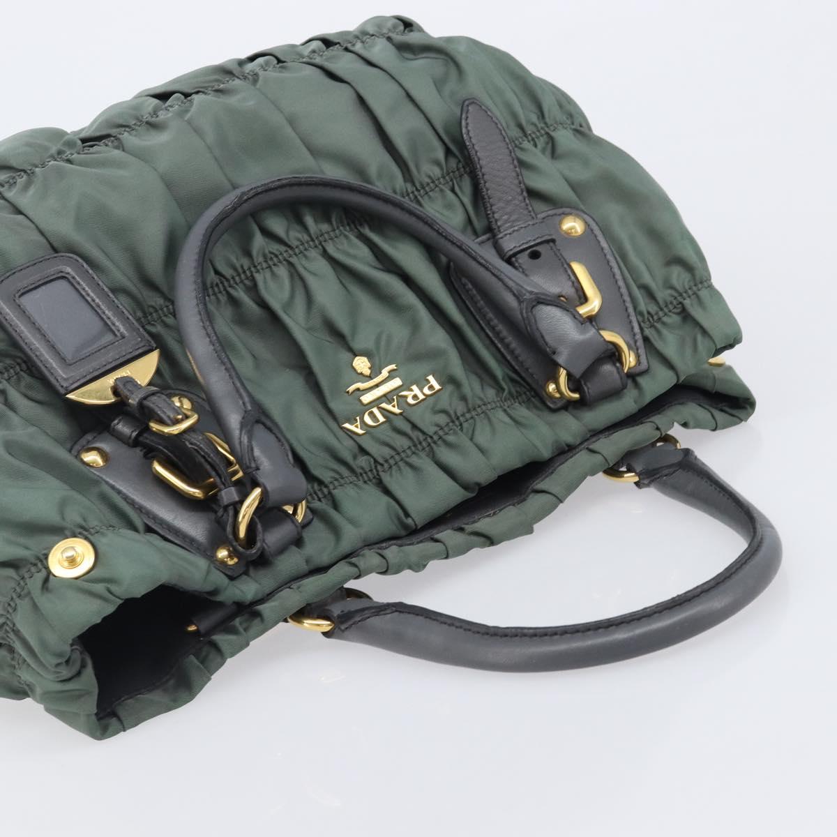 PRADA Hand Bag Nylon Green Gold Tone Auth bs37141A - Jerrillo image 6