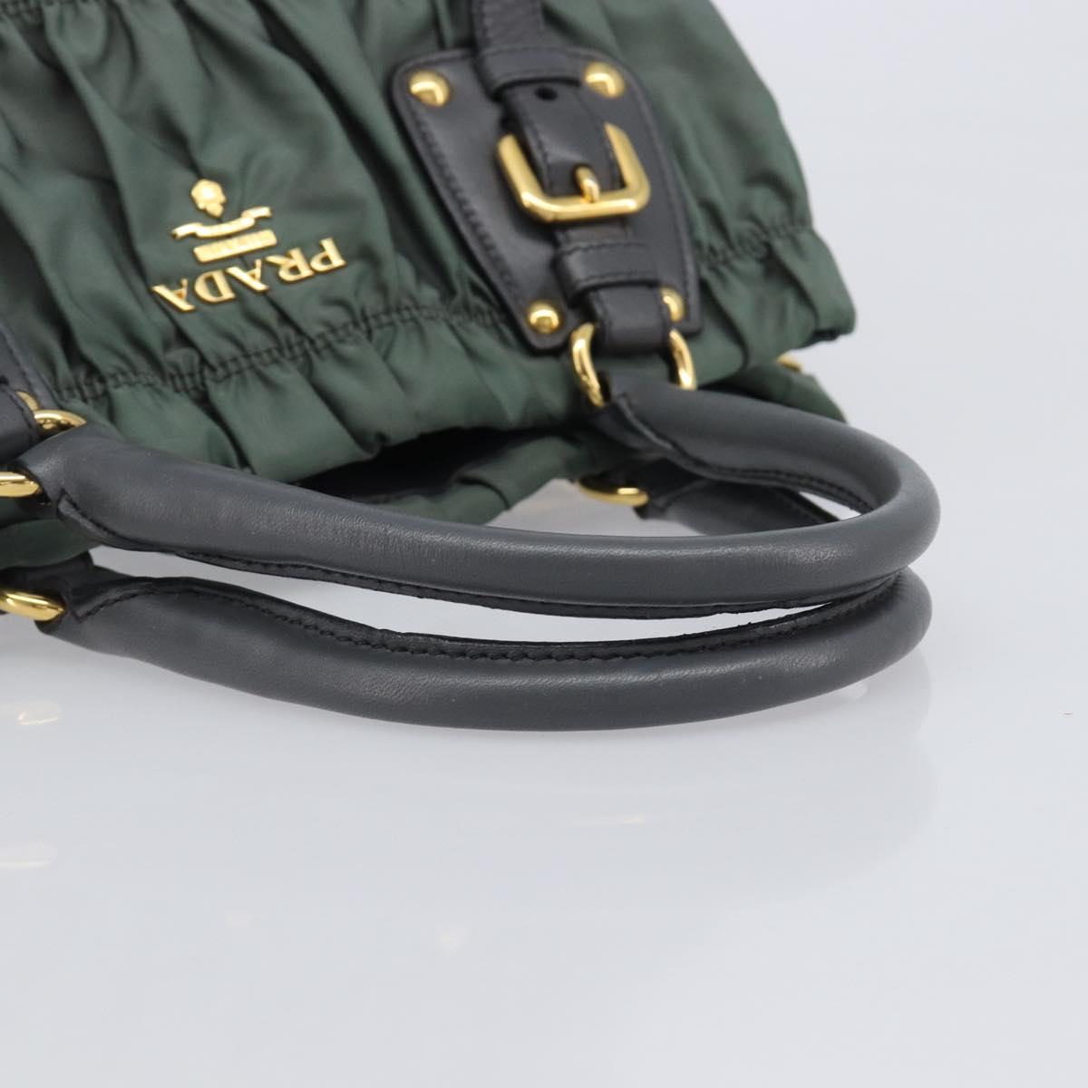 PRADA Hand Bag Nylon Green Gold Tone Auth bs37141A - Jerrillo image 7