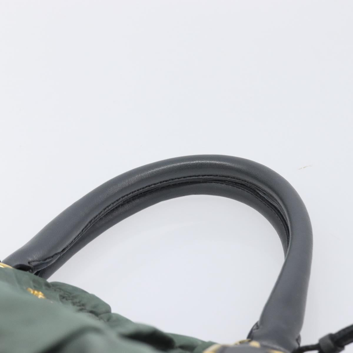 PRADA Hand Bag Nylon Green Gold Tone Auth bs37141A - Jerrillo image 8