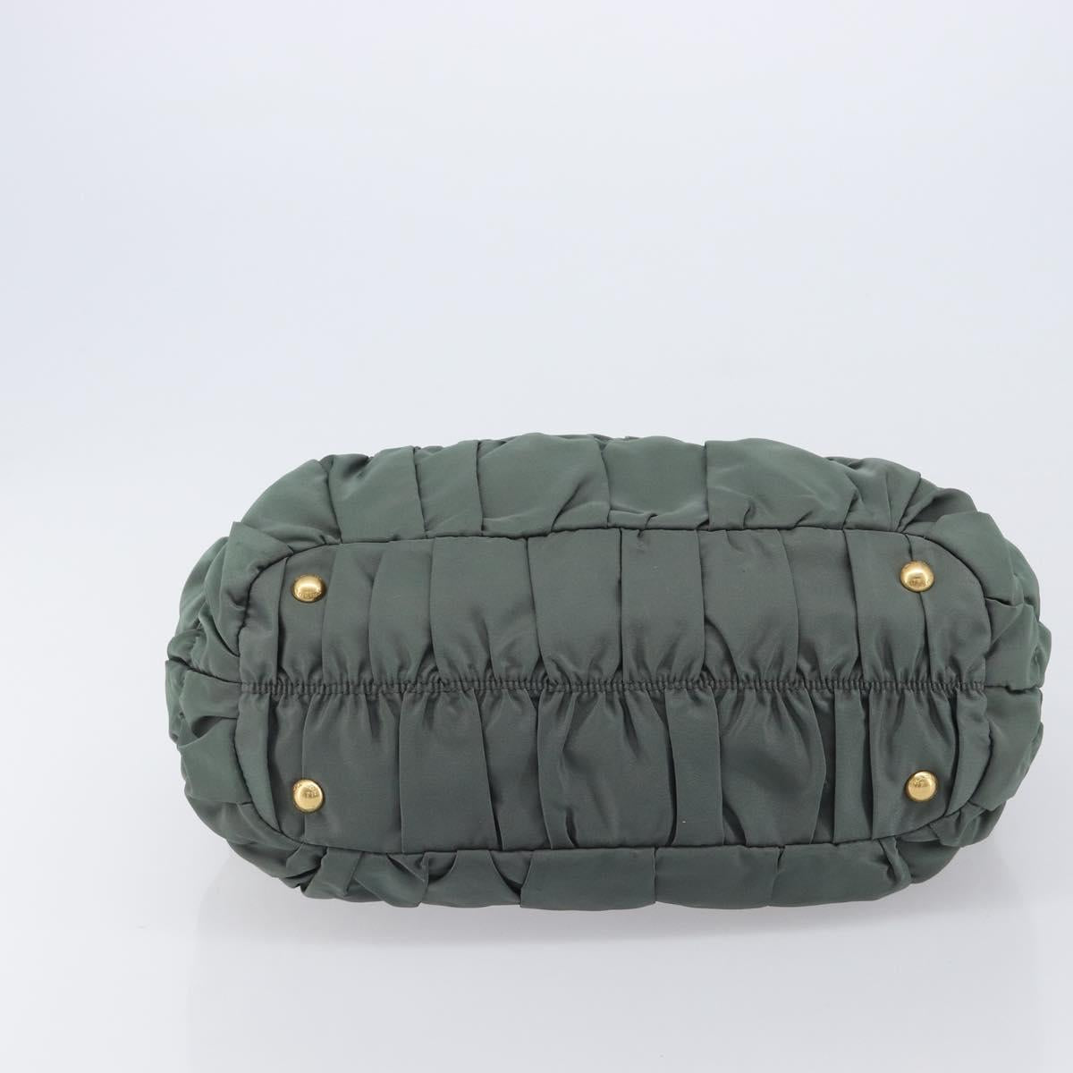 PRADA Hand Bag Nylon Green Gold Tone Auth bs37141A - Jerrillo image 9