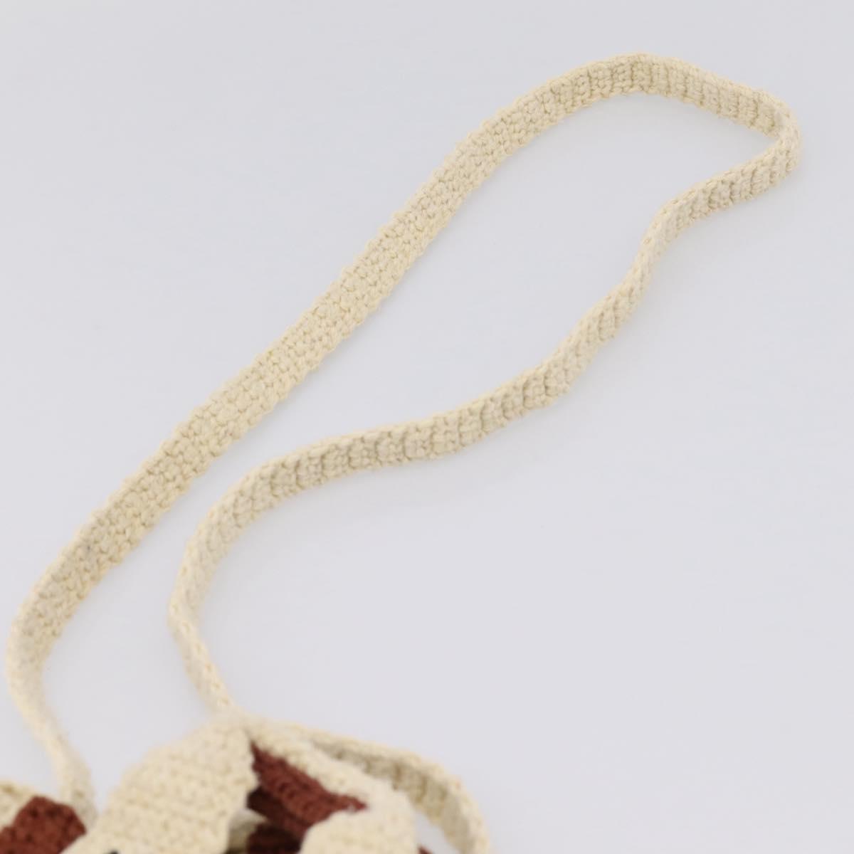 Chloe Woody Crochet Nano Tote Bag Cotton Beige Brown Auth bs37252A - Jerrillo image 10