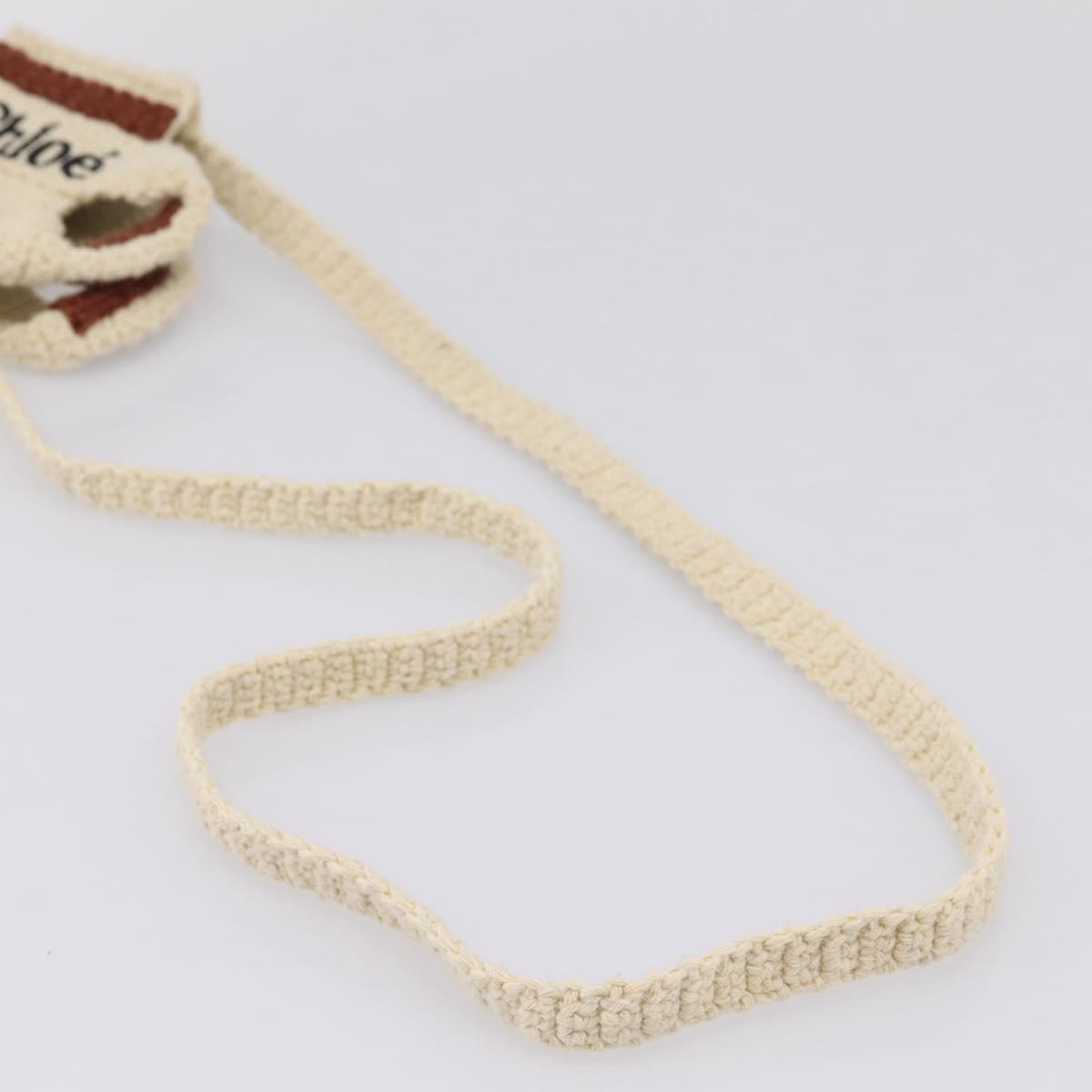 Chloe Woody Crochet Nano Tote Bag Cotton Beige Brown Auth bs37252A - Jerrillo image 9