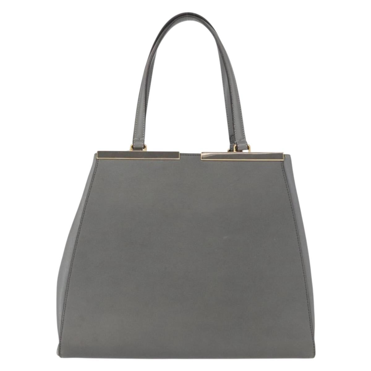 FENDI Trois Jules Hand Bag Leather 2way Gray Gold Auth ep11480 - Jerrillo image 3