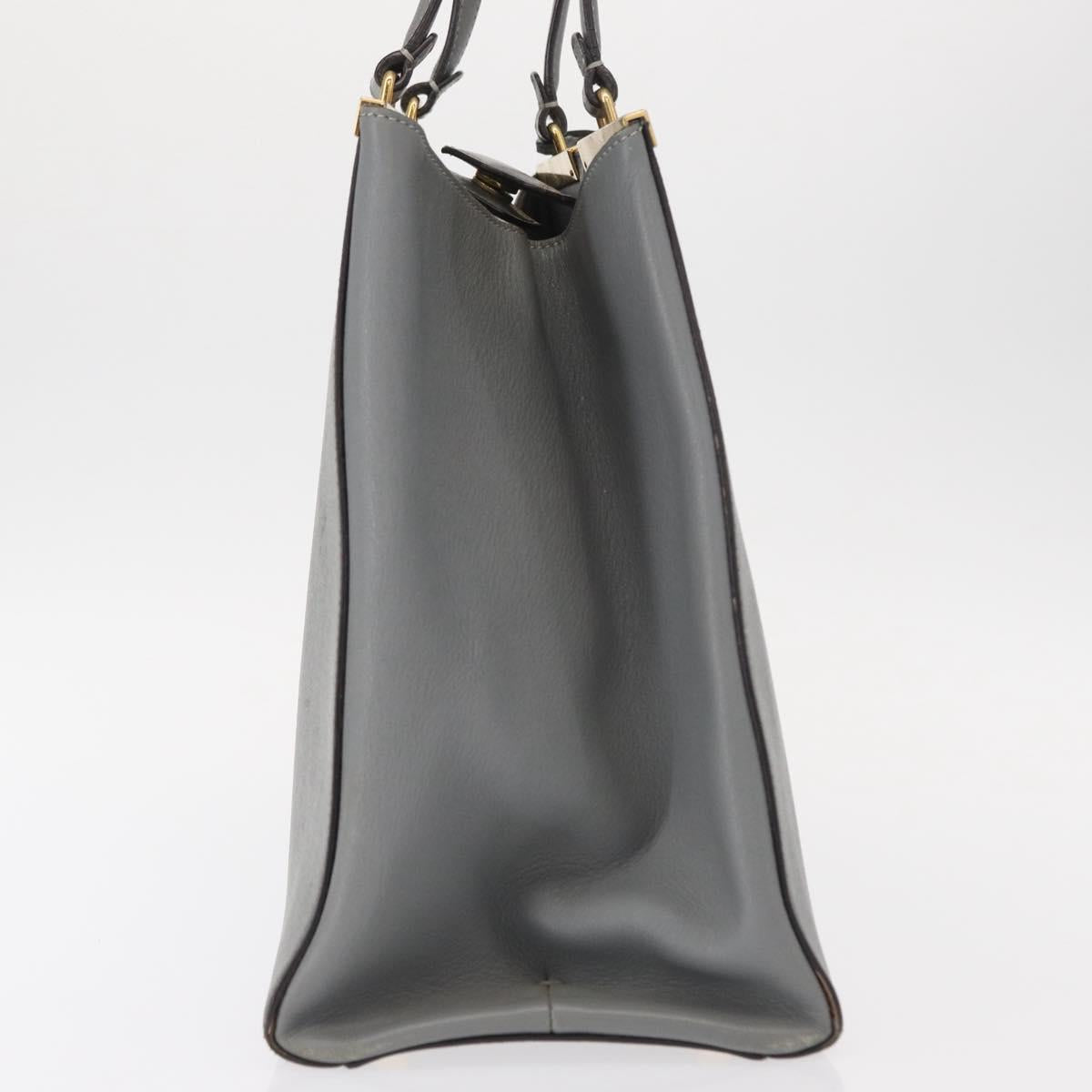 FENDI Trois Jules Hand Bag Leather 2way Gray Gold Auth ep11480 - Jerrillo image 5