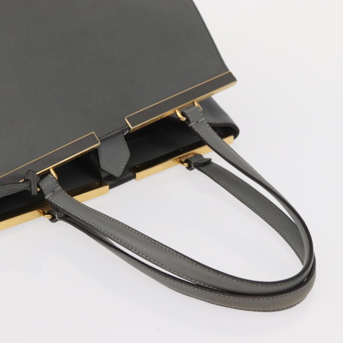 FENDI Trois Jules Hand Bag Leather 2way Gray Gold Auth ep11480 - Jerrillo image 7