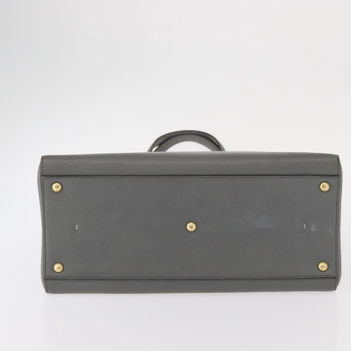 FENDI Trois Jules Hand Bag Leather 2way Gray Gold Auth ep11480 - Jerrillo image 9