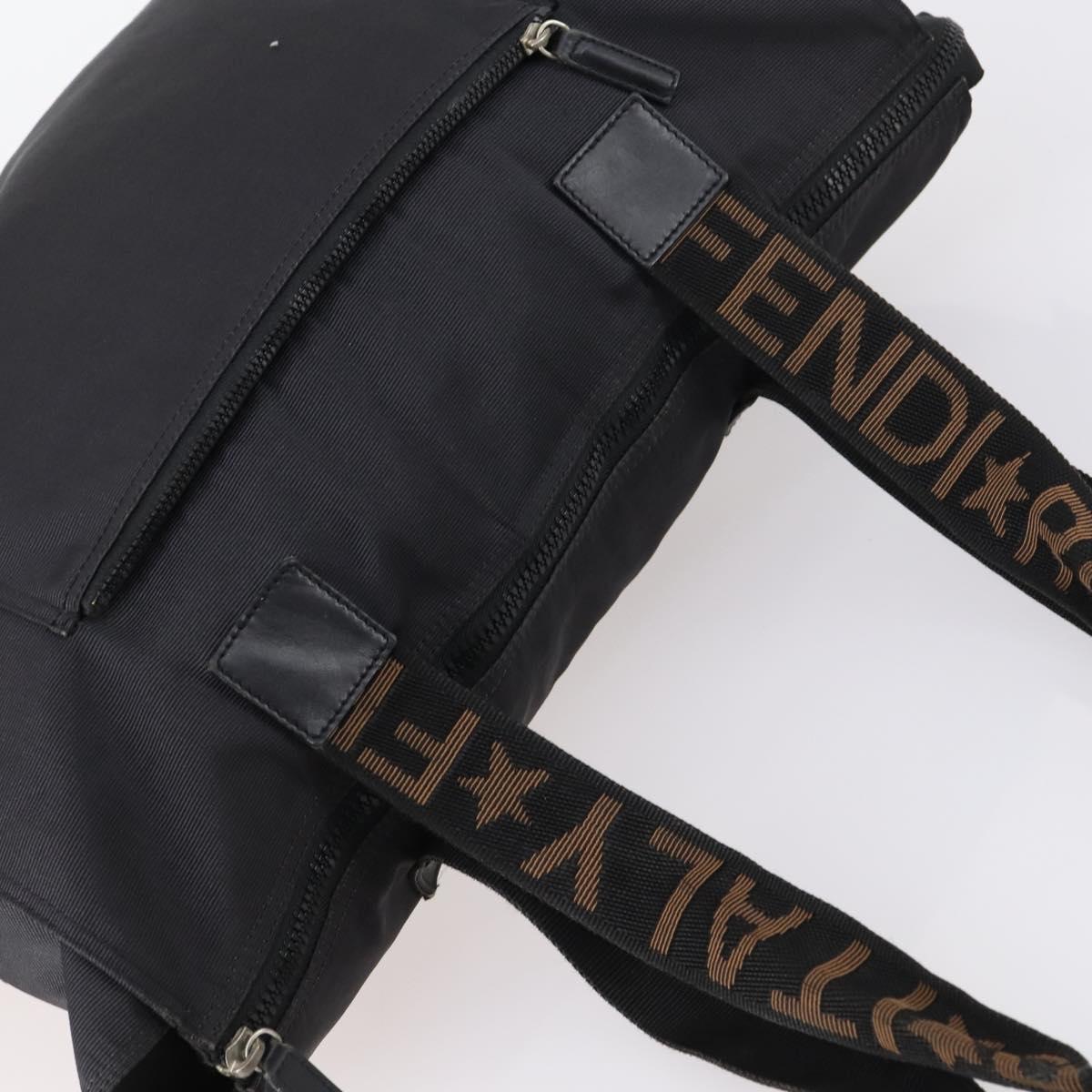 FENDI Tote Bag Nylon Black Silver Auth ep11611 - Jerrillo image 6