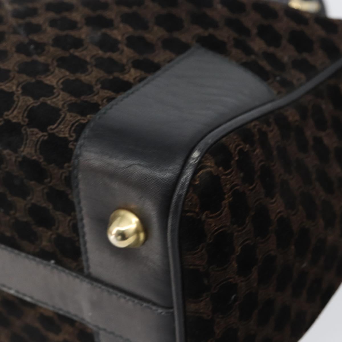 CELINE Macadam Canvas Hand Bag Suede Black Gold Auth ep11623 - Jerrillo image 9