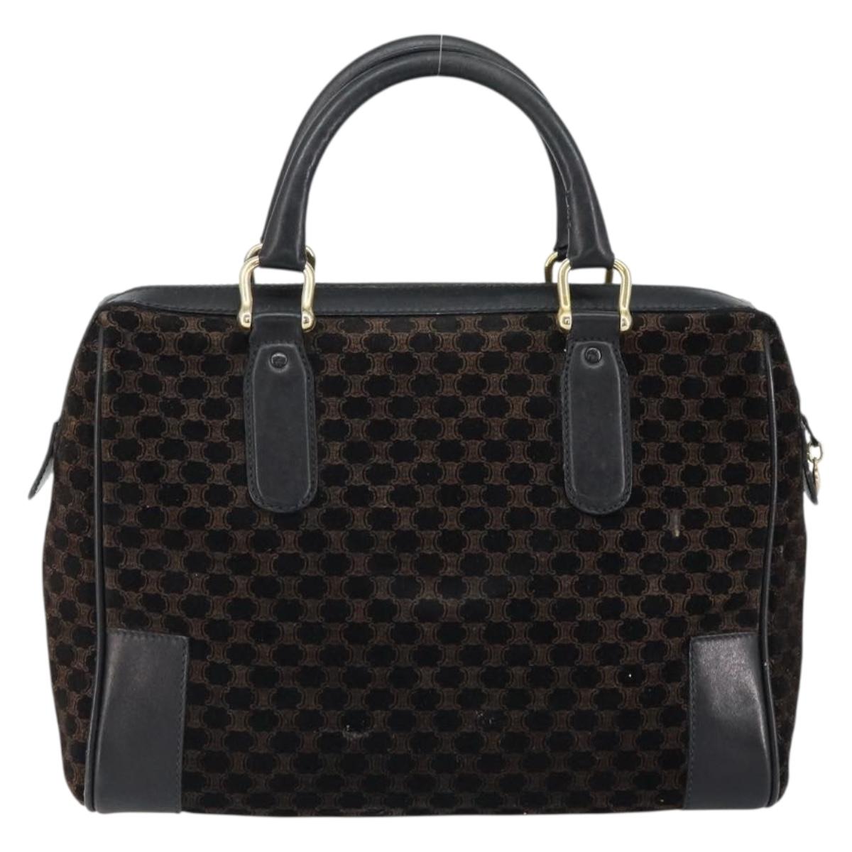 CELINE Macadam Canvas Hand Bag Suede Black Gold Auth ep11623 - Jerrillo image 2
