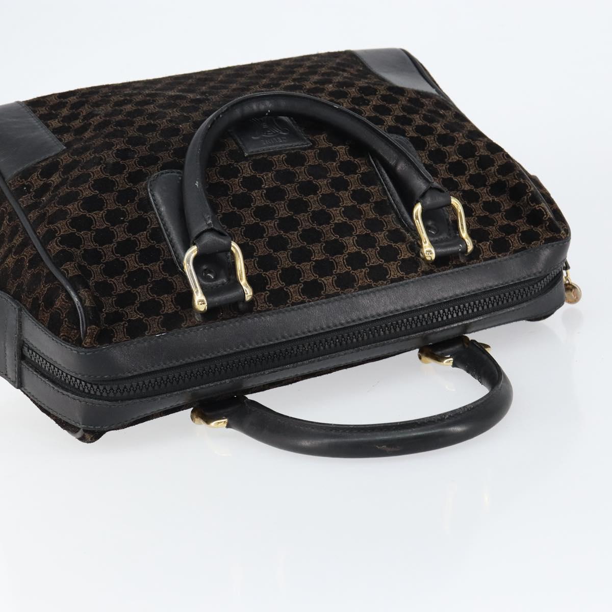 CELINE Macadam Canvas Hand Bag Suede Black Gold Auth ep11623 - Jerrillo image 6