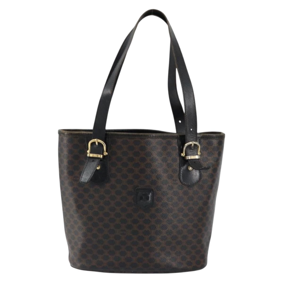 CELINE Macadam Canvas Tote Bag PVC Leather Black Gold Auth ep11721 - Jerrillo image 2