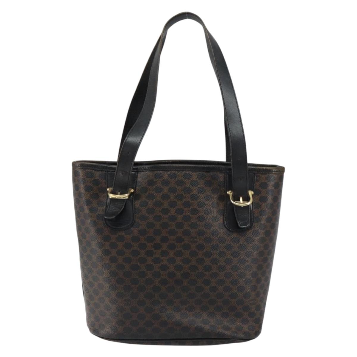 CELINE Macadam Canvas Tote Bag PVC Leather Black Gold Auth ep11721 - Jerrillo image 3