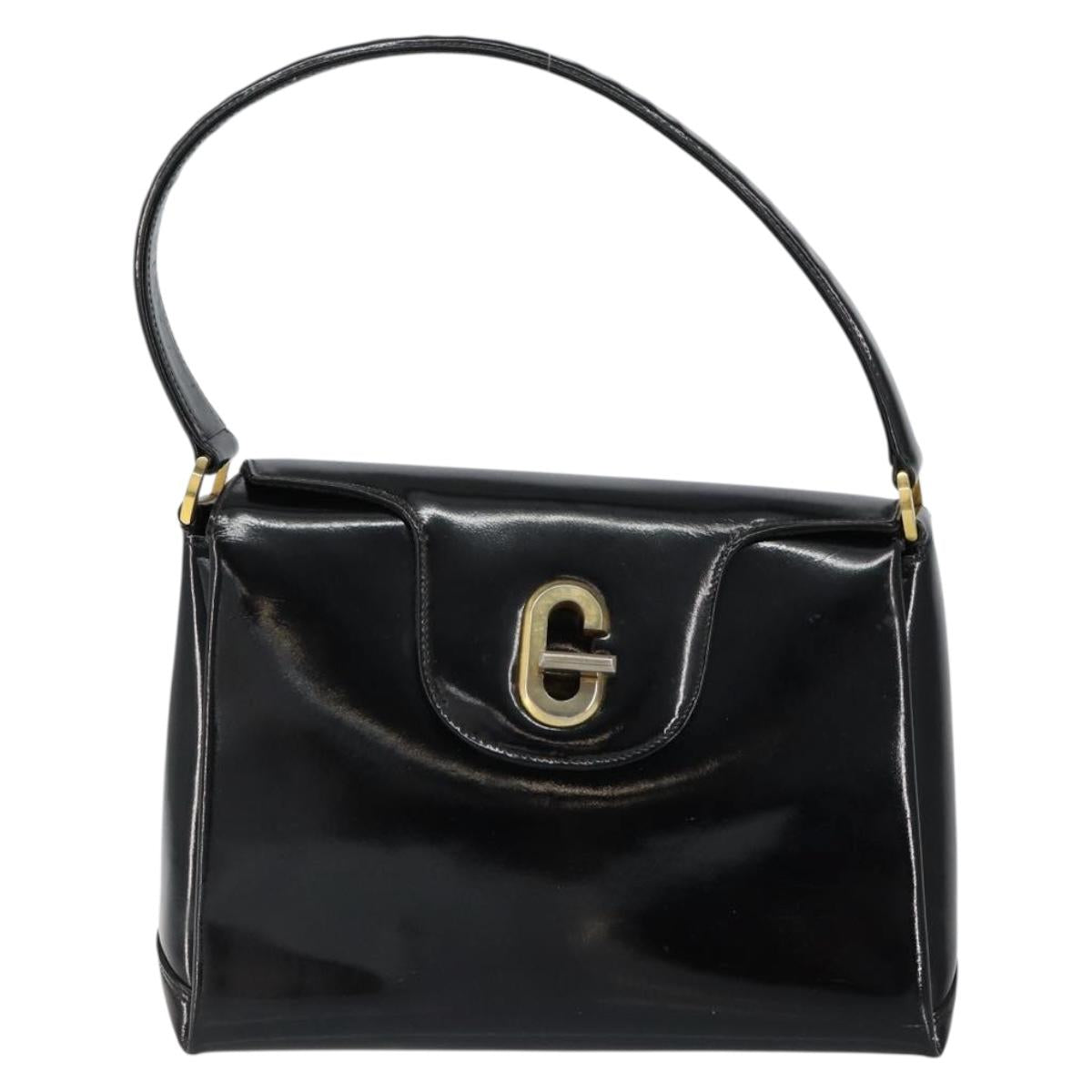 GUCCI Hand Bag Enamel Black Gold Auth ep11740 - Jerrillo image 2