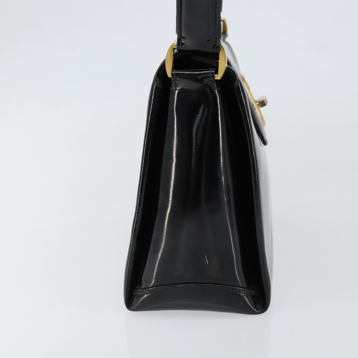 GUCCI Hand Bag Enamel Black Gold Auth ep11740 - Jerrillo image 5