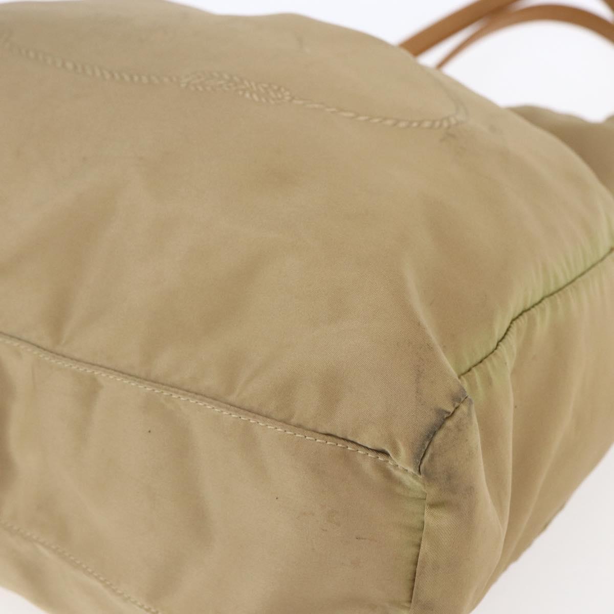 PRADA Tote Bag Nylon Leather Beige Gold Auth ep11896 - Jerrillo image 9
