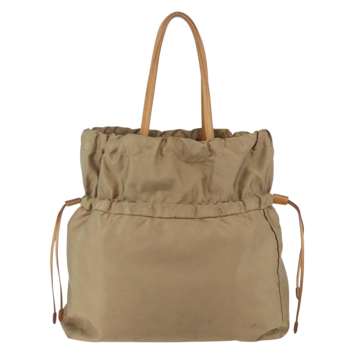 PRADA Tote Bag Nylon Leather Beige Gold Auth ep11896 - Jerrillo image 2