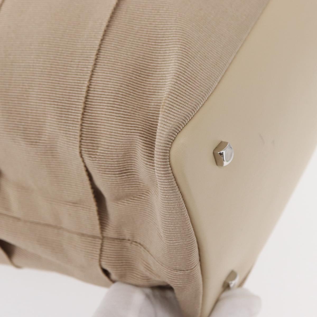 Salvatore Ferragamo Gancini Hand Bag Nylon Beige Silver Auth ep11986 - Jerrillo image 9