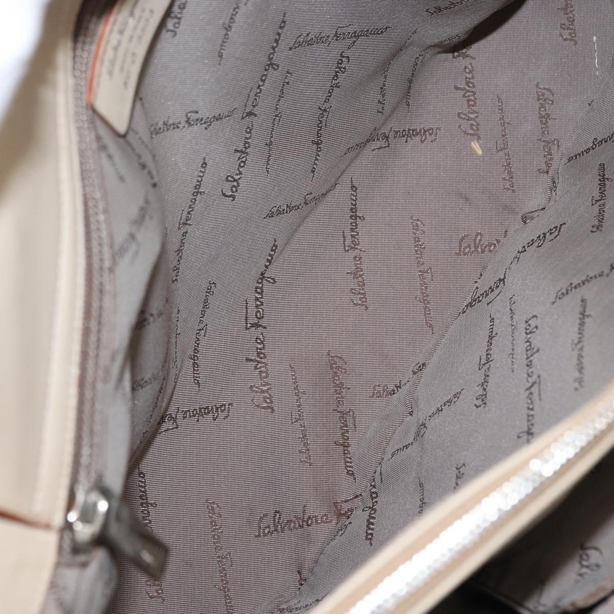 Salvatore Ferragamo Gancini Hand Bag Nylon Beige Silver Auth ep11986 - Jerrillo image 10
