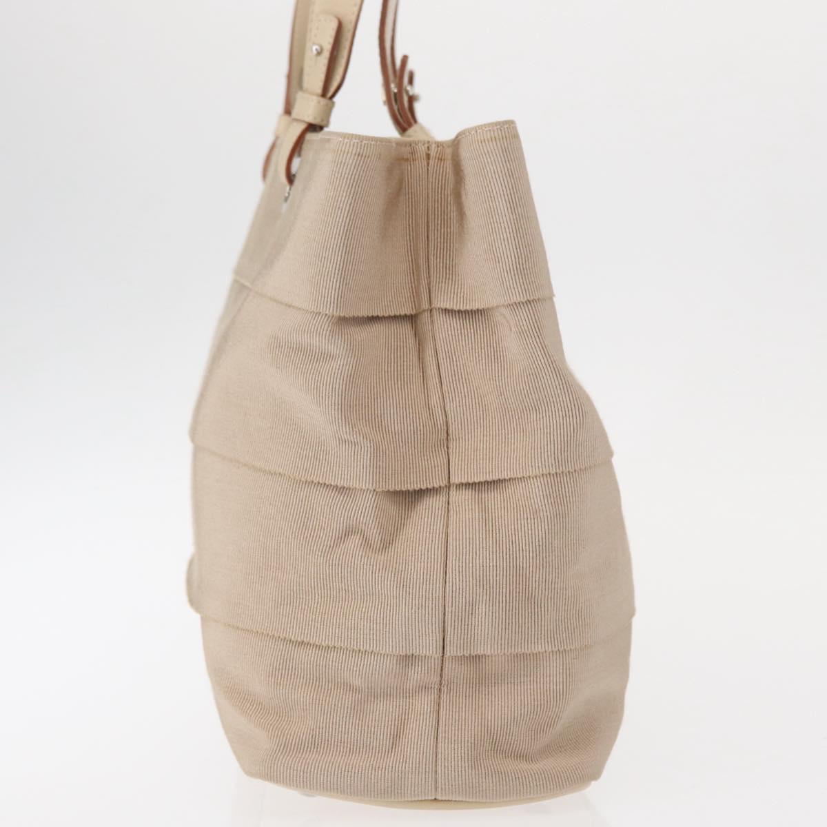 Salvatore Ferragamo Gancini Hand Bag Nylon Beige Silver Auth ep11986 - Jerrillo image 3