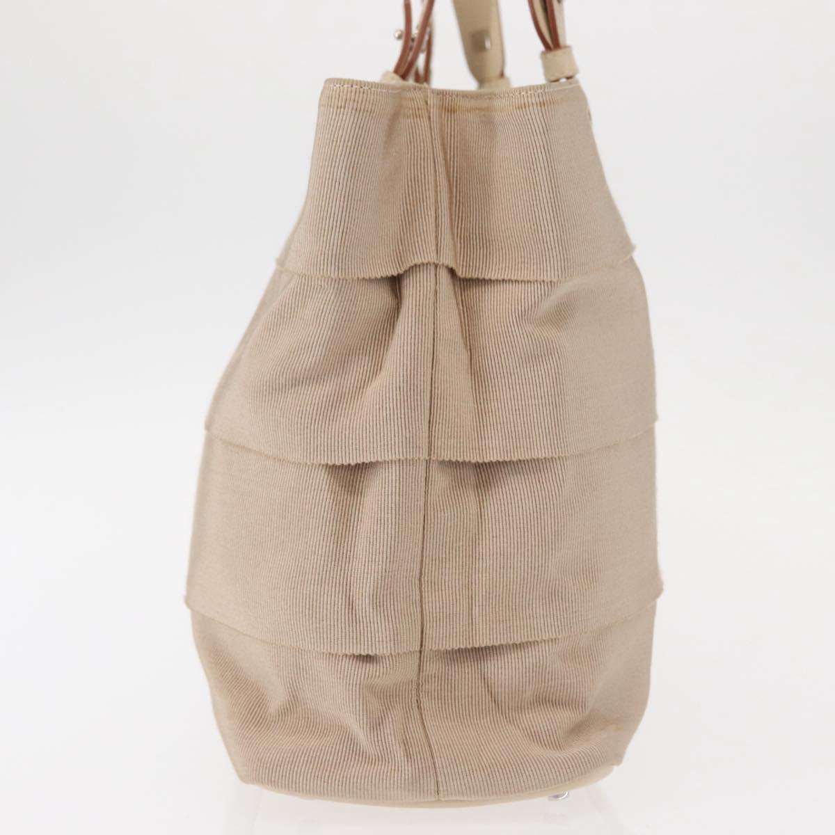 Salvatore Ferragamo Gancini Hand Bag Nylon Beige Silver Auth ep11986 - Jerrillo image 4