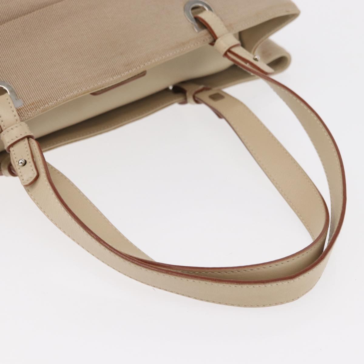 Salvatore Ferragamo Gancini Hand Bag Nylon Beige Silver Auth ep11986 - Jerrillo image 7