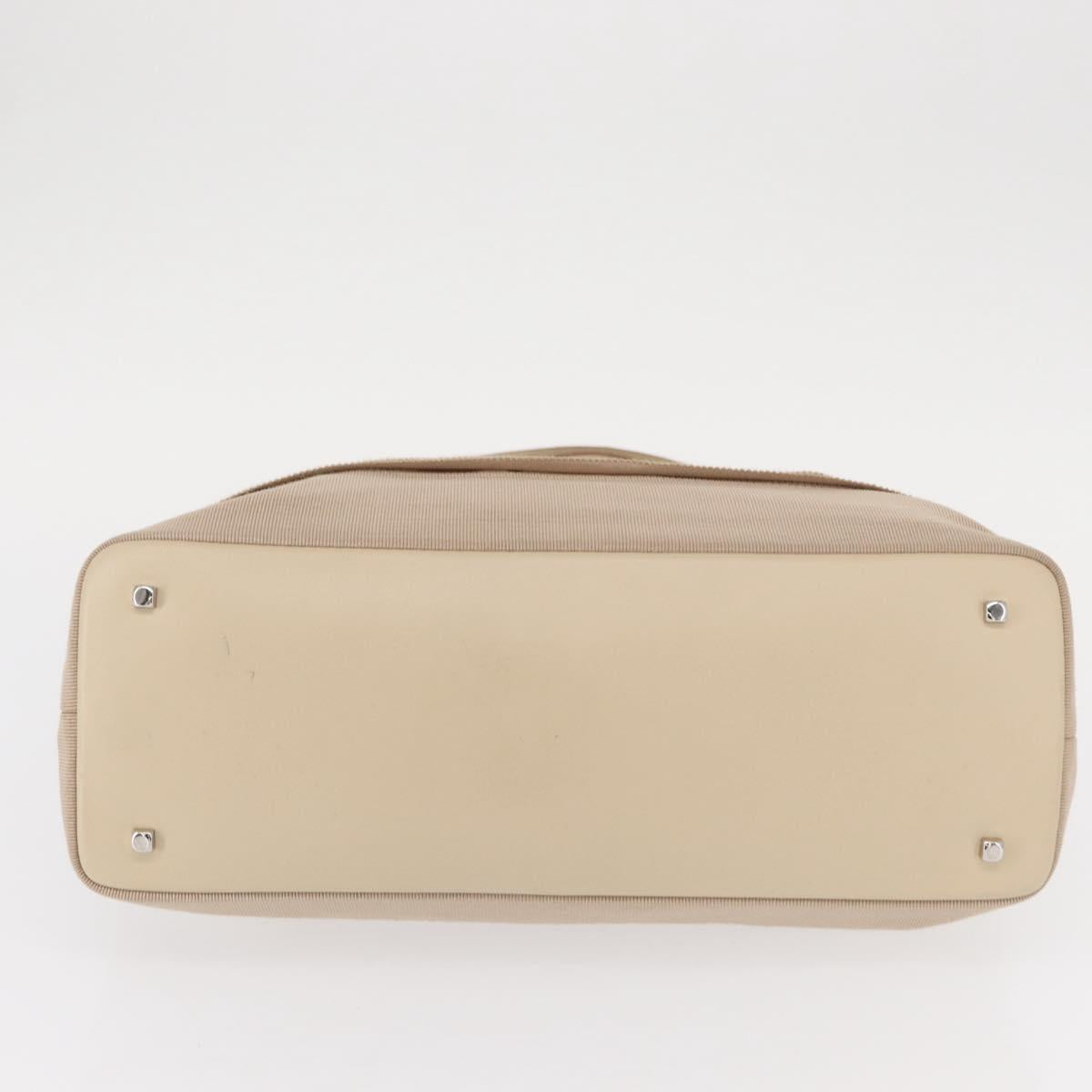Salvatore Ferragamo Gancini Hand Bag Nylon Beige Silver Auth ep11986 - Jerrillo image 5